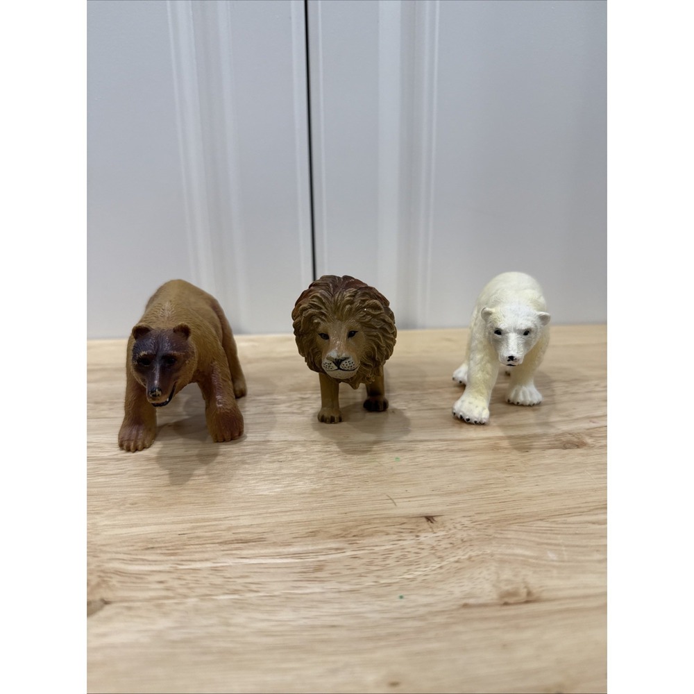 Terra Battat Animal Figures Lot of 3 Brown Bear Lion Polar Bear